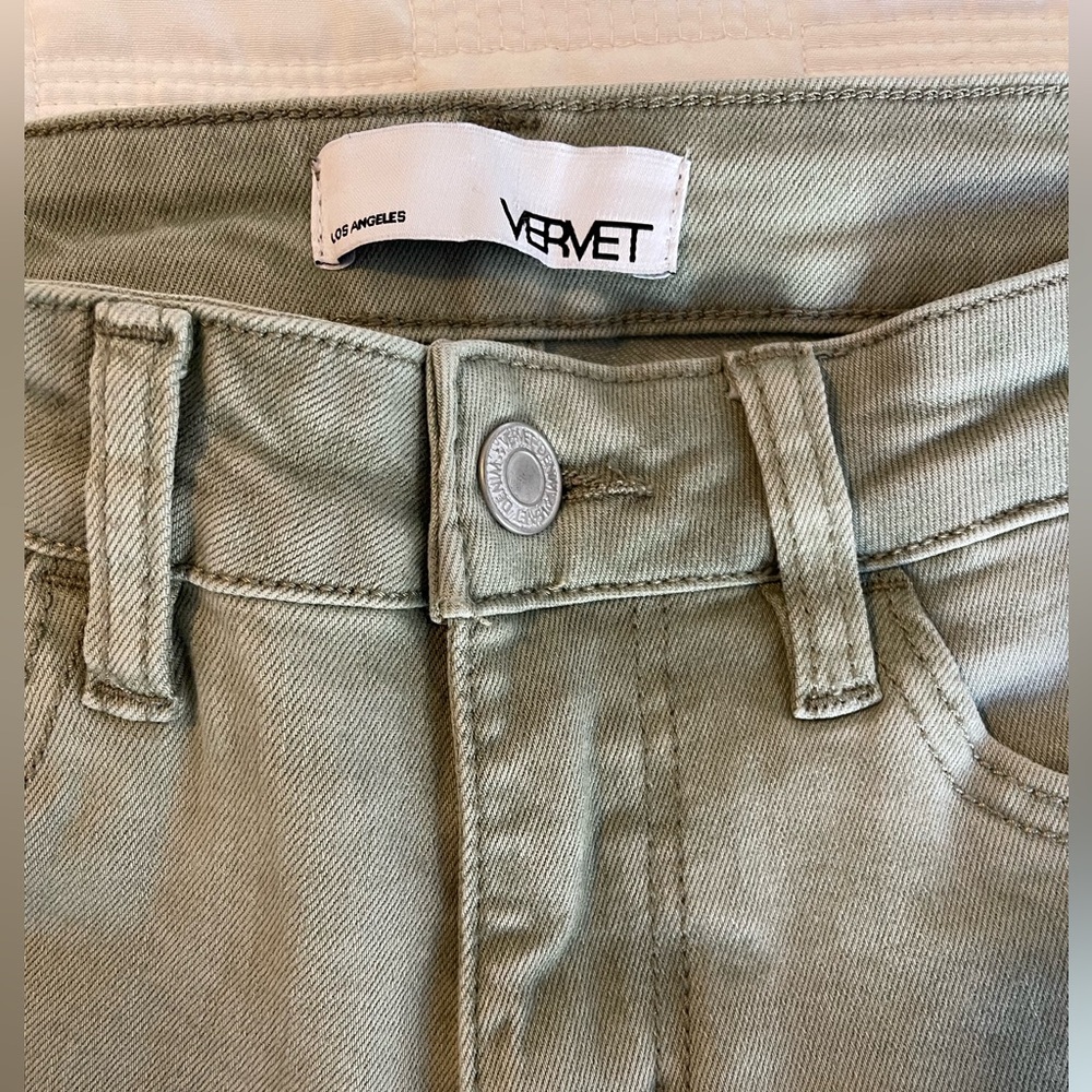 VERVET Green skinny jeans cropped